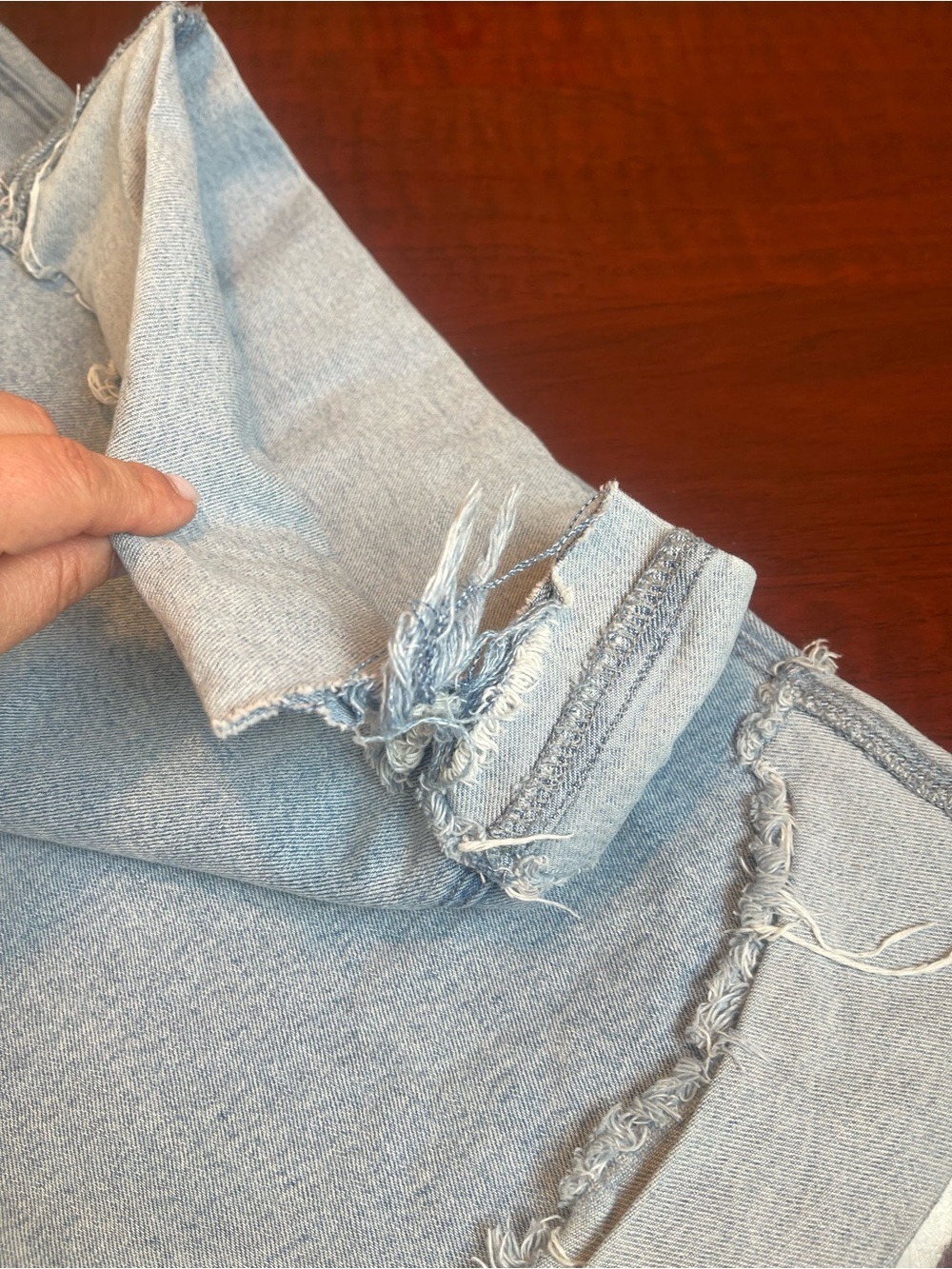 Pistola Lana High Rise Distressed Ultra-Wide-Leg Cuffed Jeans Light wash Sz 32 - Picture 13 of 16